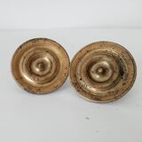 Pair of antique Empire furniture knobs from the 19th century in gilded bronze.