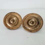 Pair of antique Empire furniture knobs from the 19th century in gilded bronze.