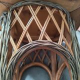 Woven wood and rattan plant stand