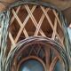 Woven wood and rattan plant stand