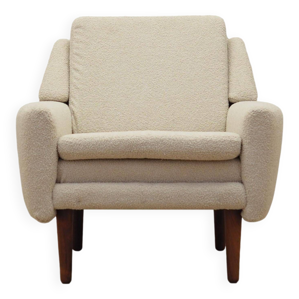 Fauteuil crème, design danois, années 1970, production : Danemark
