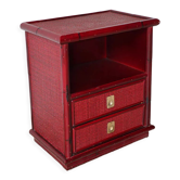 Vintage Dal Vera bedside table in bamboo and wicker, 1970