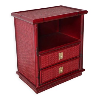 Vintage Dal Vera bedside table in bamboo and wicker, 1970