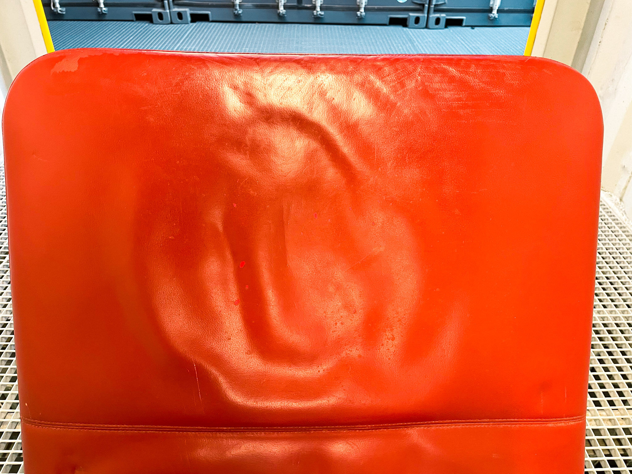 B&B Italia red leather lounge chair by Jeffrey Bernett