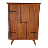 Wicker rattan bamboo wardrobe 1950 1960
