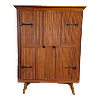 Armoire osier rotin bambou 1950 1960