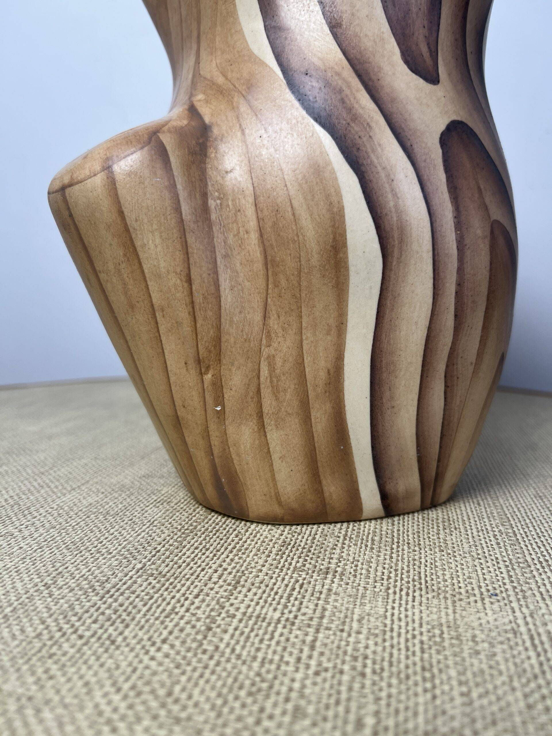 Ceramic vase in wood style by Grandjean Jourdan in Vallauris