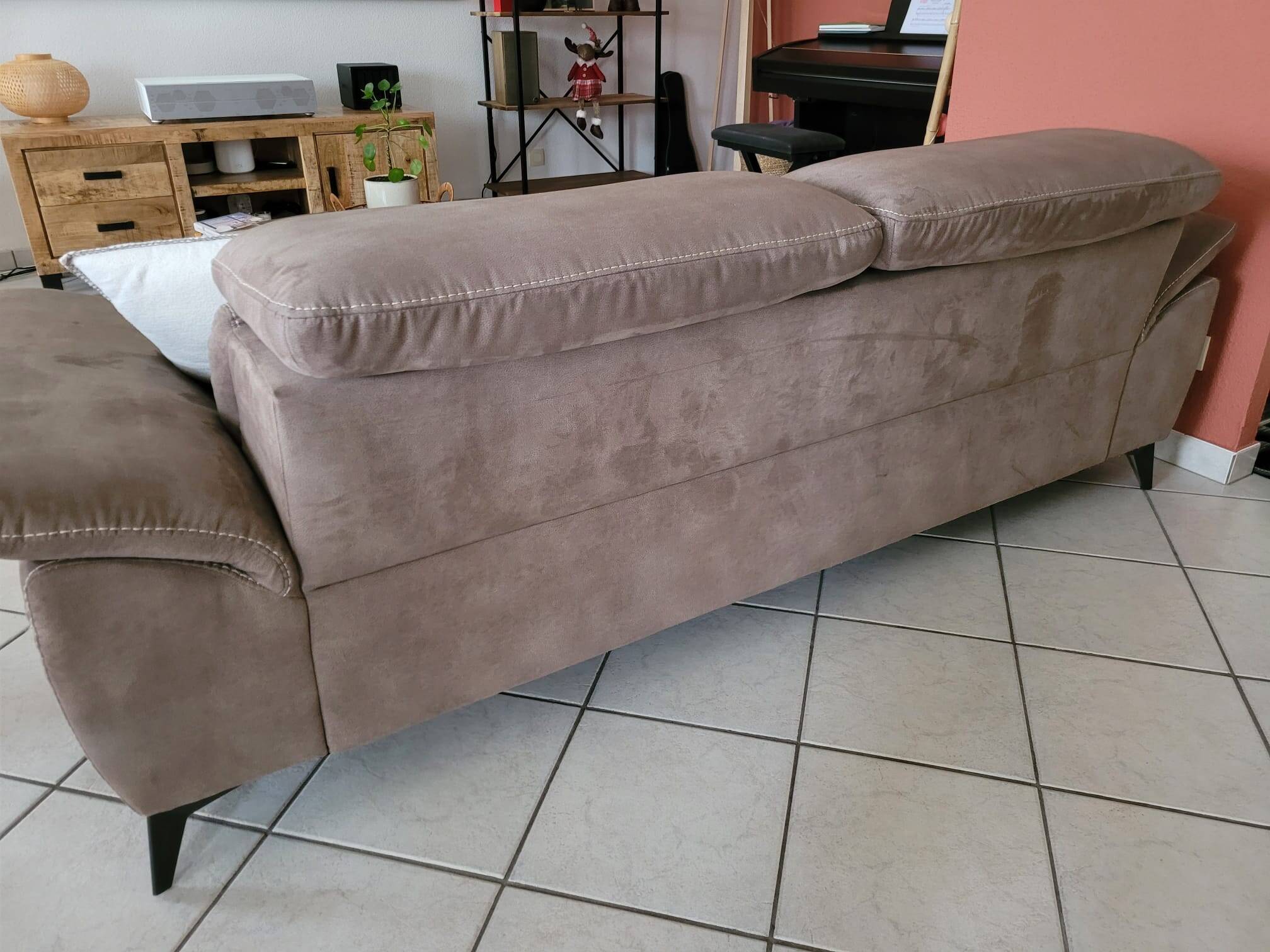 Newport 3-seater taupe microfibre sofa