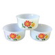Set of 3 Arcopal ramekins, vintage décor red, orange, yellow flowers