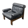 Vintage black leather patchwork and oak lounge chair