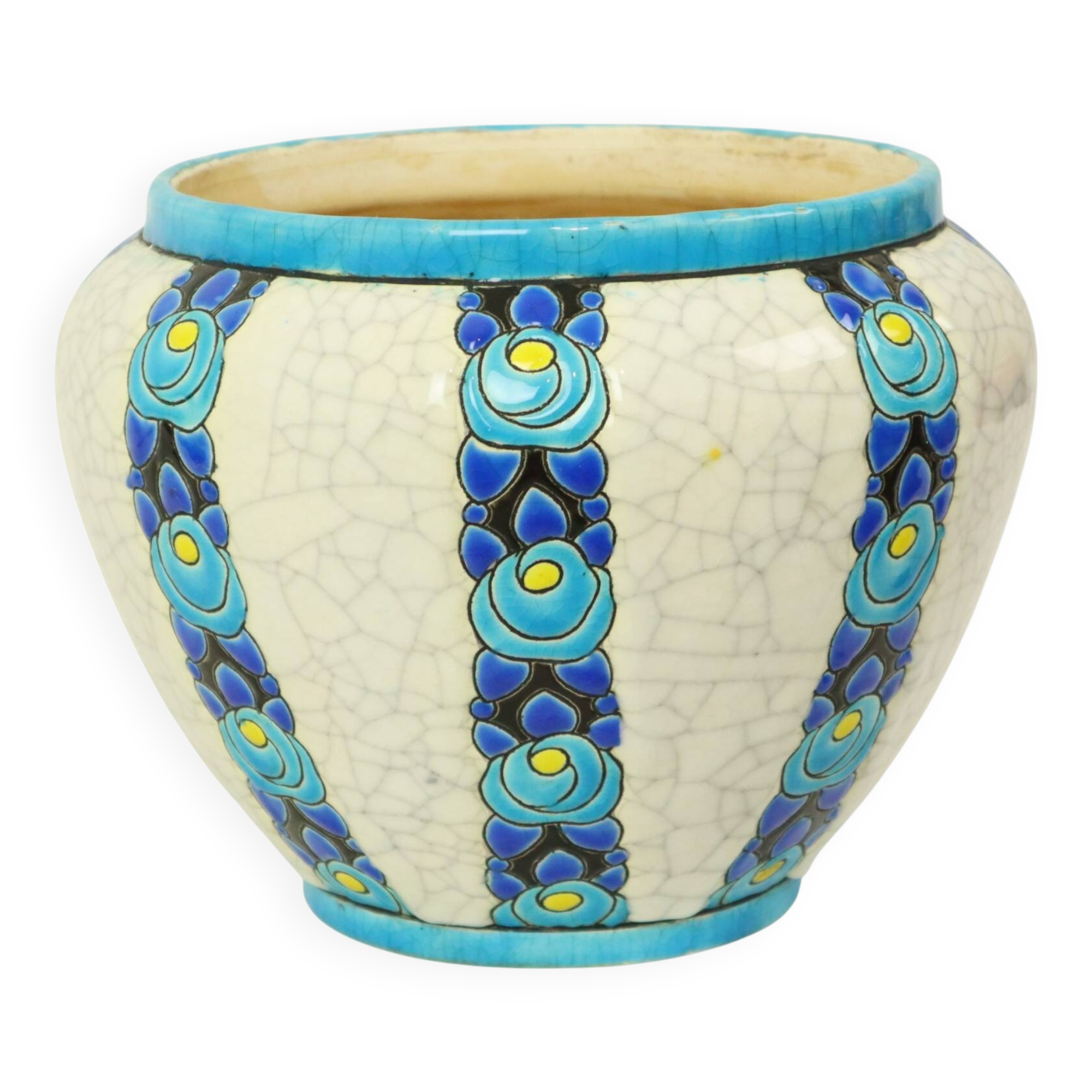 Vase Pot de Fleurs Polychrome Catteau Boch Keramis Art Déco ca. 1922