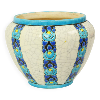 Vase Pot de Fleurs Polychrome Catteau Boch Keramis Art Déco ca. 1922