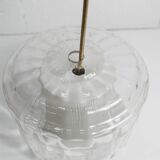 Chandelier 1930 double Opaline blown glass brass and copper