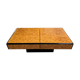 Table basse bar cocktail intégré en loupe d'orme vintage 1970