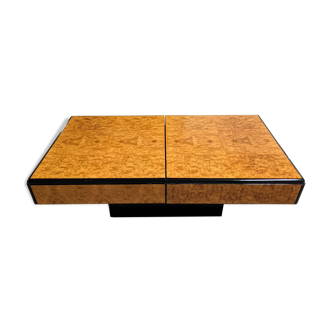 Coffee bar coffee table integrated in vintage elm magnifying glass 1970
