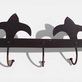 Antique French Provincial Wrought Iron Coat or Hat Rack with Fleur-de-Lis