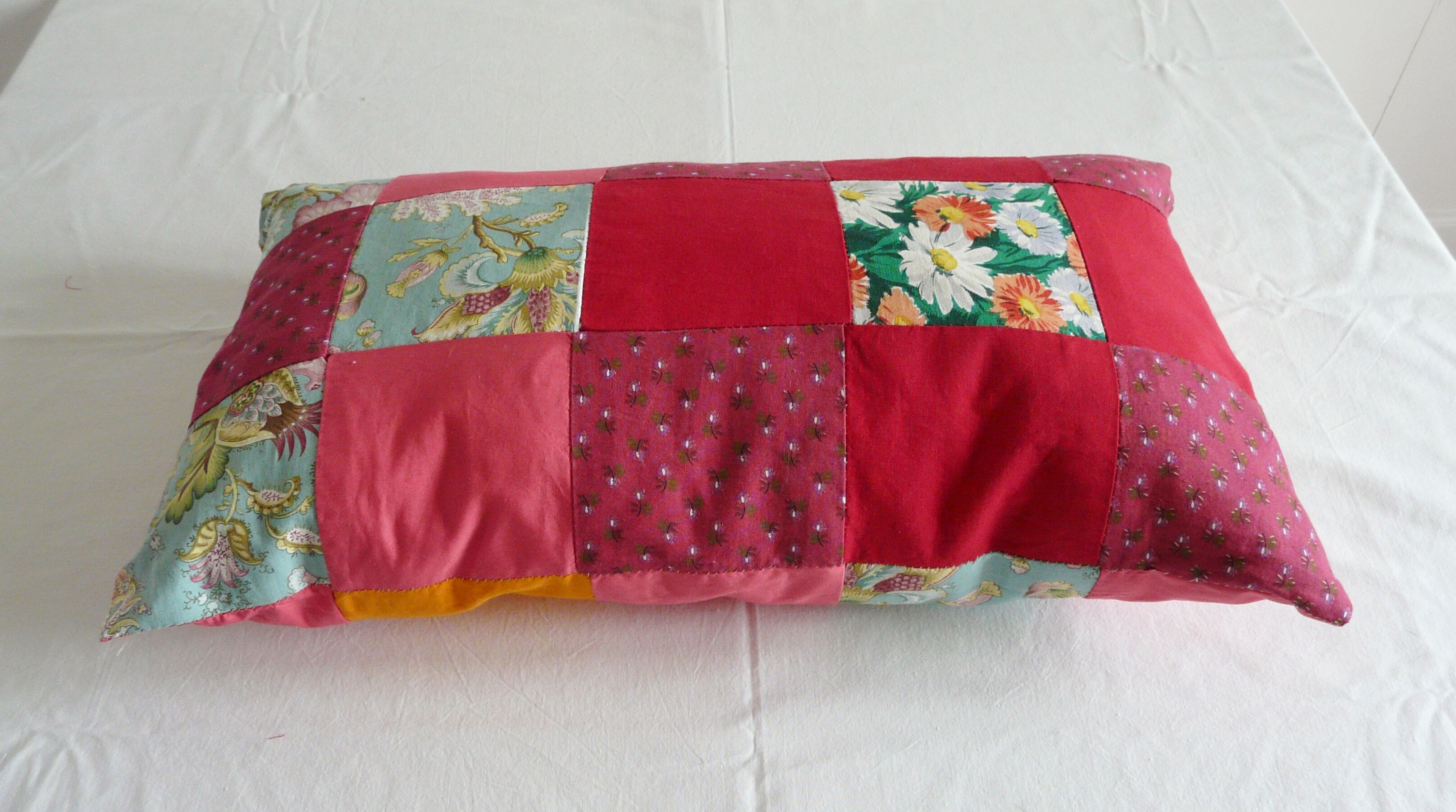 Lot of three rectangular cushions vintage patchwork