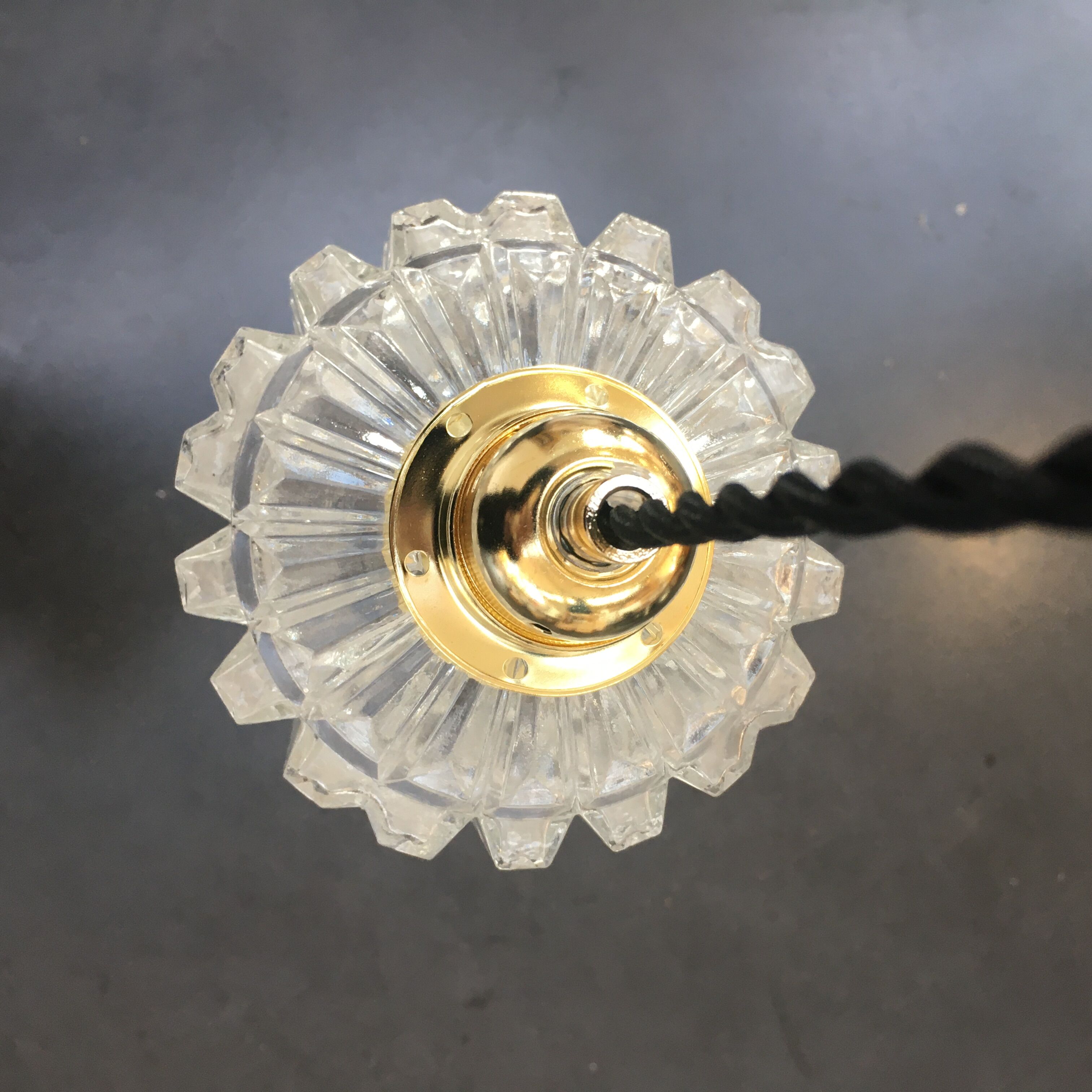 Vintage molded glass pendant lamp