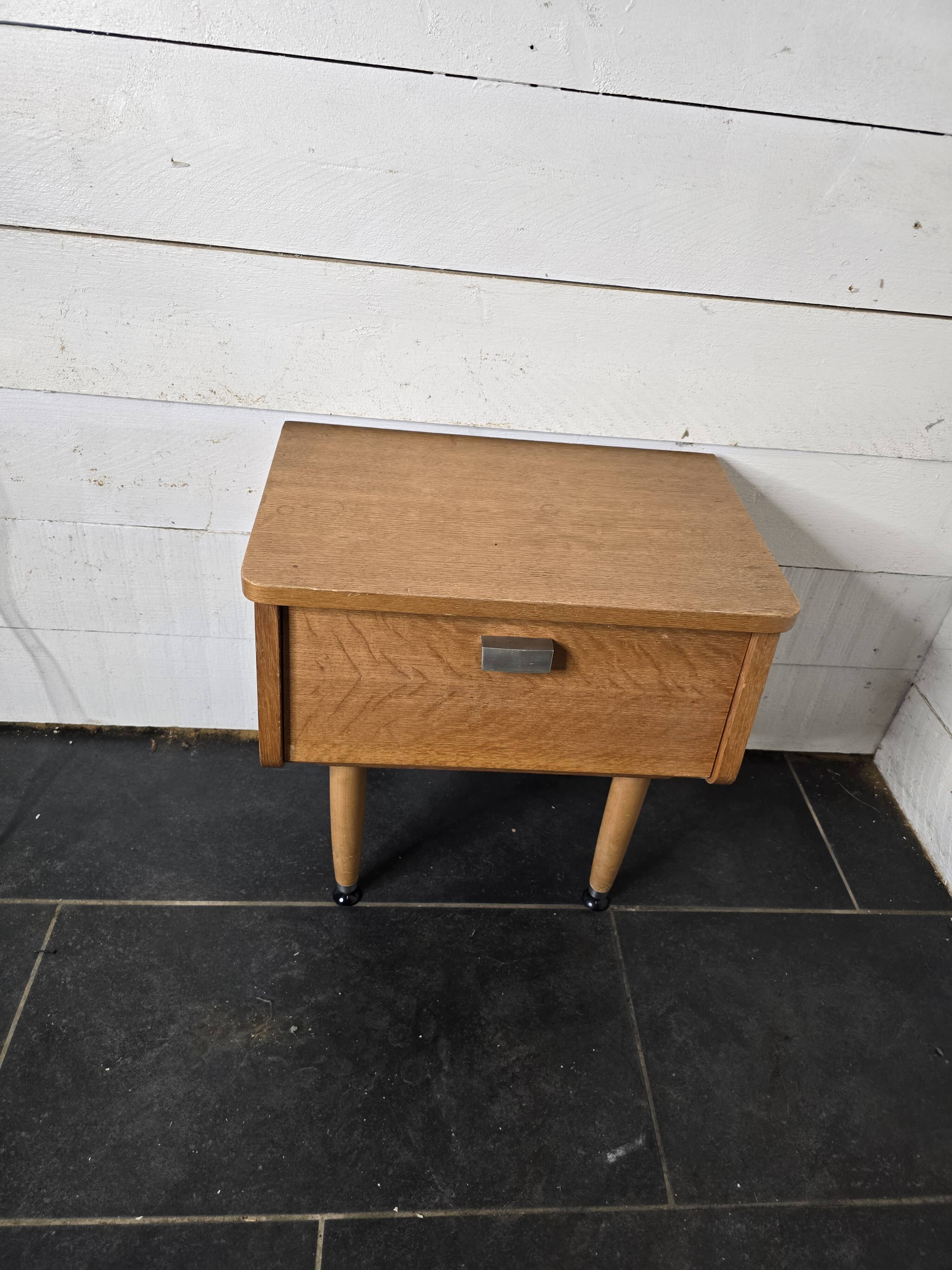 Vintage 60s oak bedside table