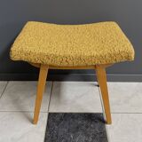Tabouret, repose-pieds en laine jaune, années 1960