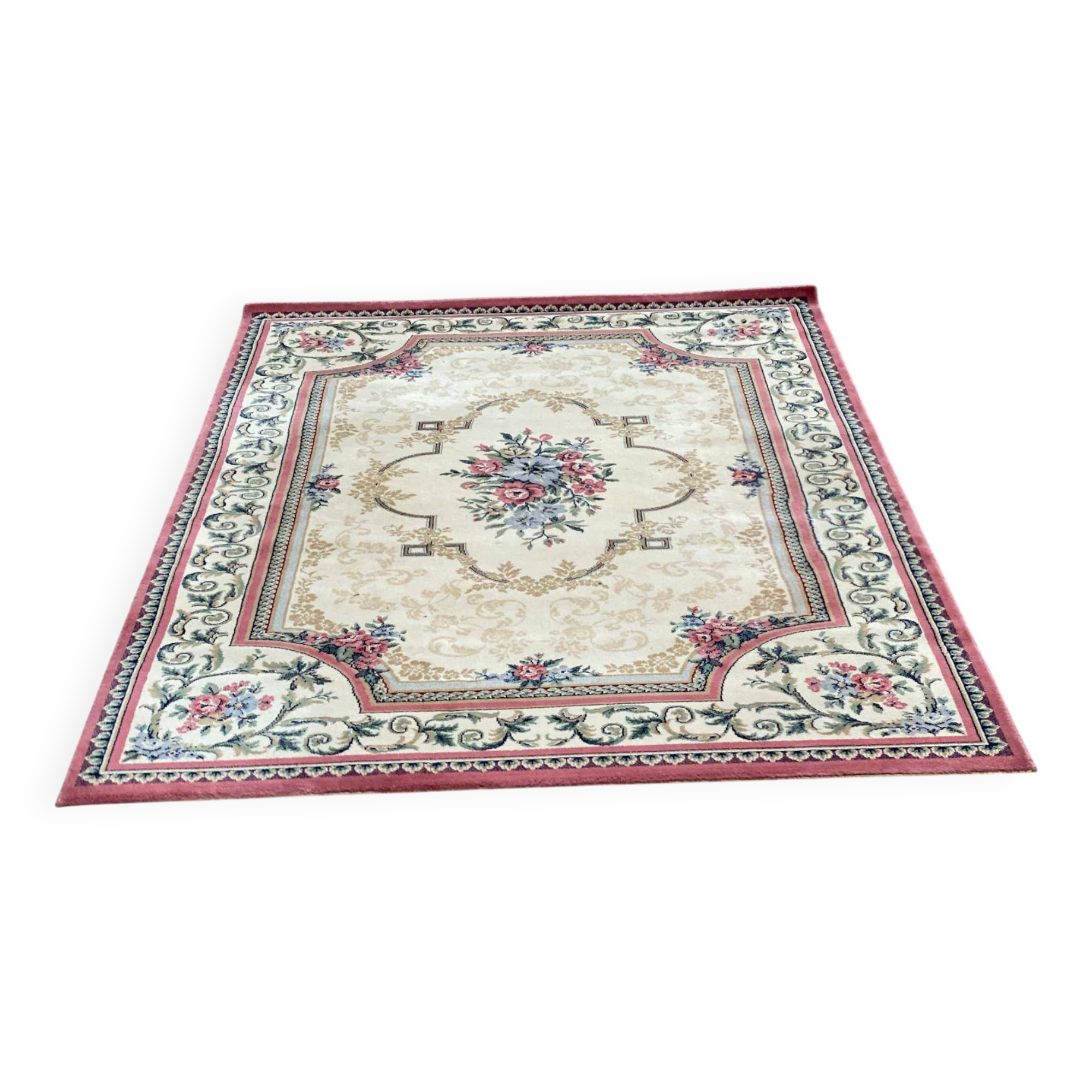 Persian rug in virgin wool, red beige velvet, 200x170 Saint Maclou