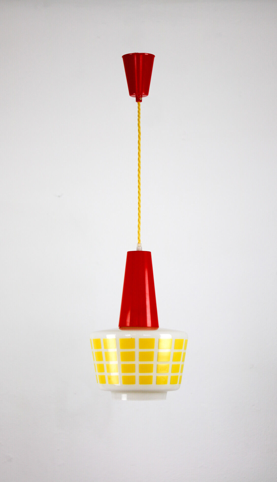 Red and yellow glass pendant lamp