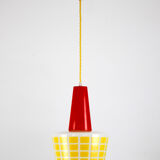 Suspension en verre rouge et jaune