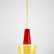 Suspension en verre rouge et jaune