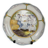 Assiette creuse ancienne en majolique italienne – Décor mythologiques