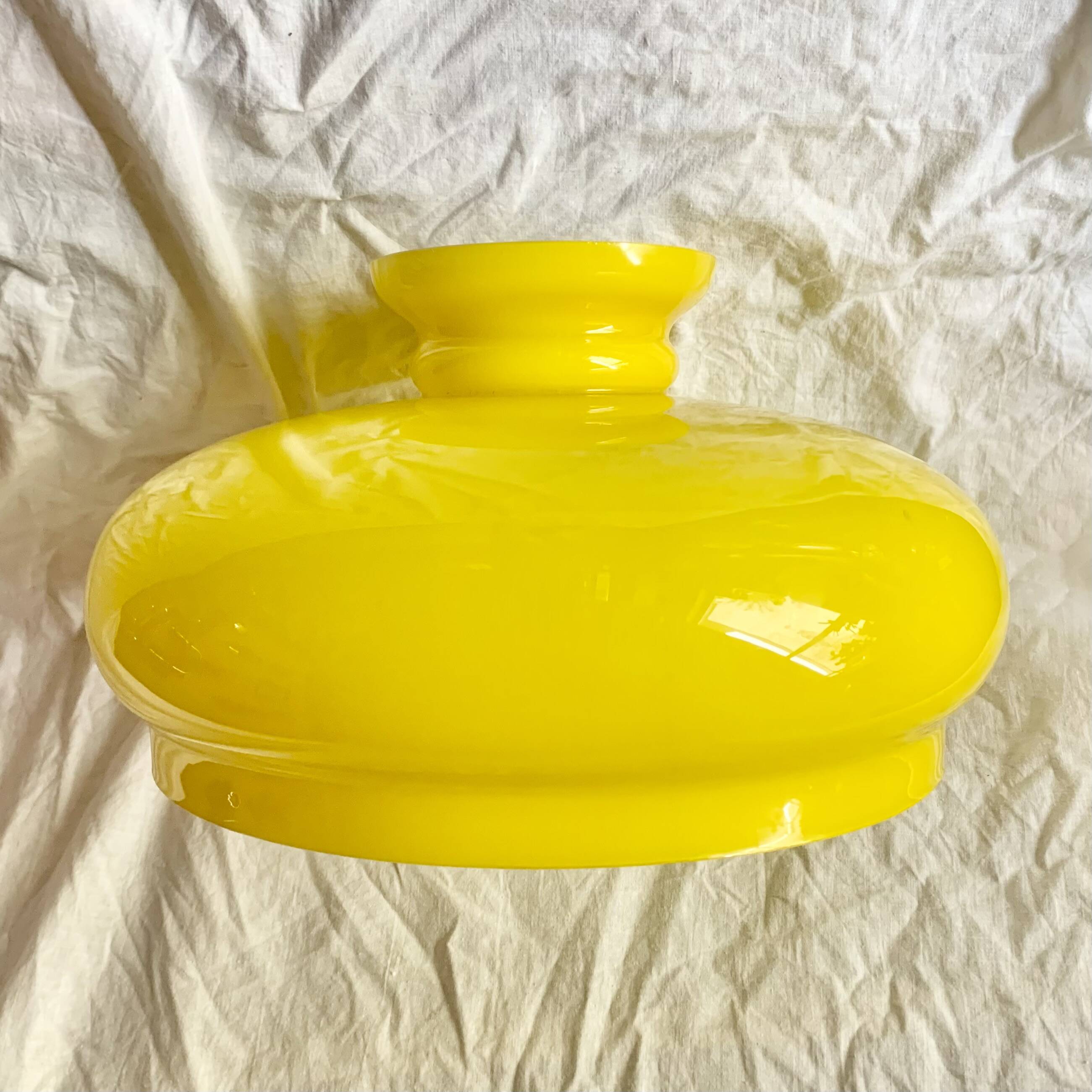 Large vintage yellow opaline pendant lampshade