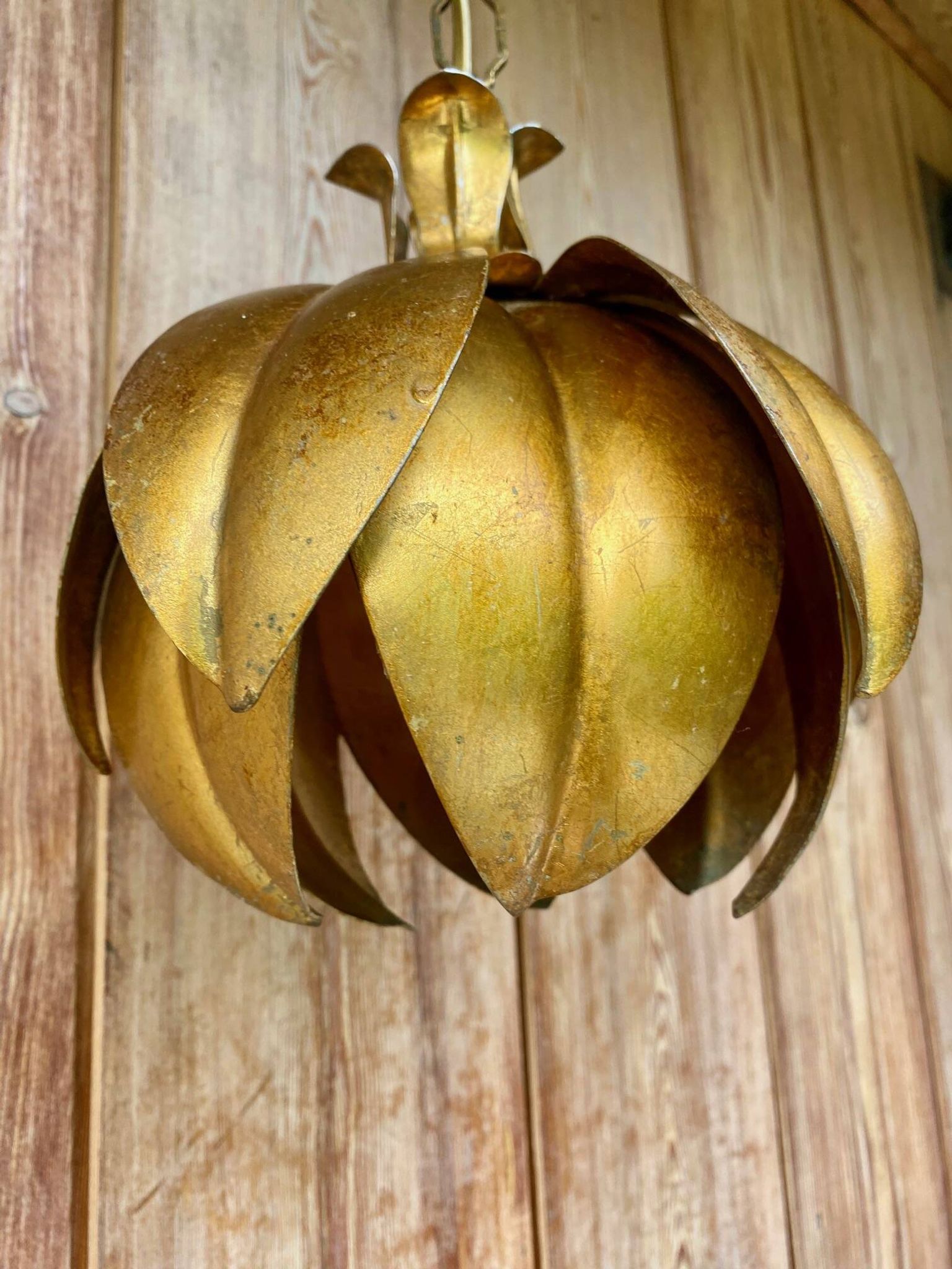 Vintage gold metal flower pendant