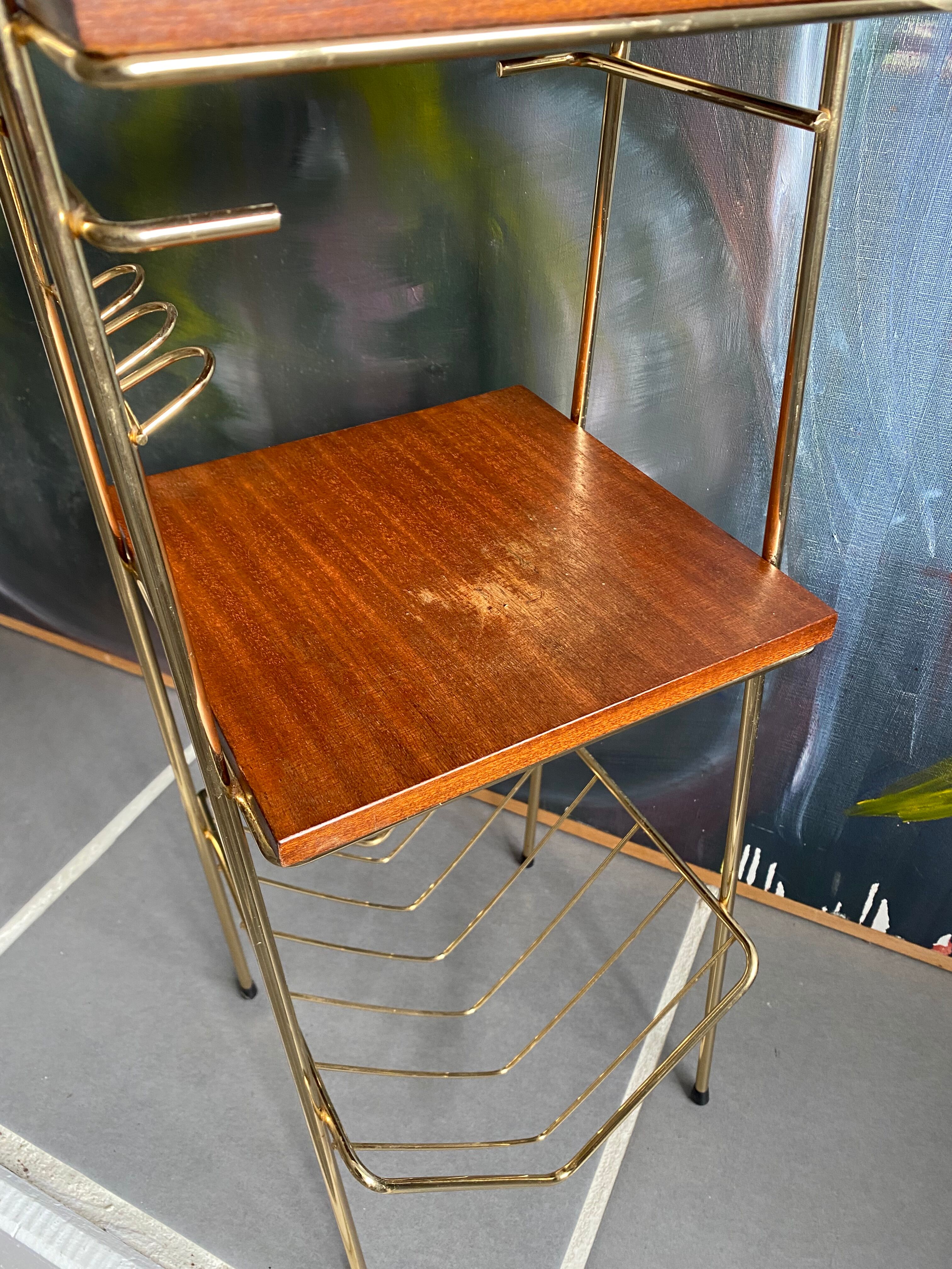 Vintage metal and wood side table