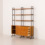 Wall unit, Scandinavian bookshelf in oak, 1970s.