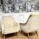 Paire de fauteuils pieds compas