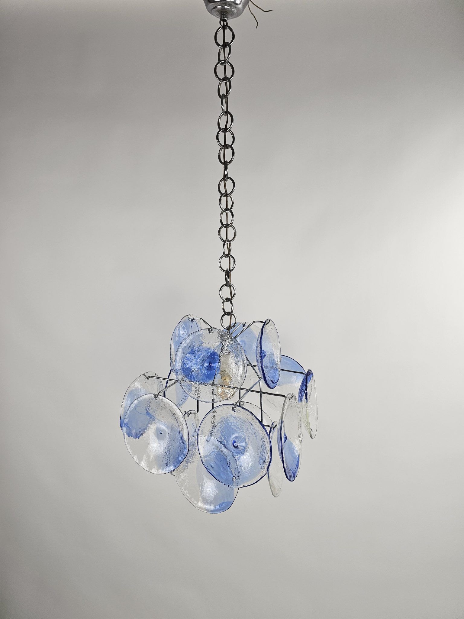 Lampe suspendue Disc bleue transparente Italie