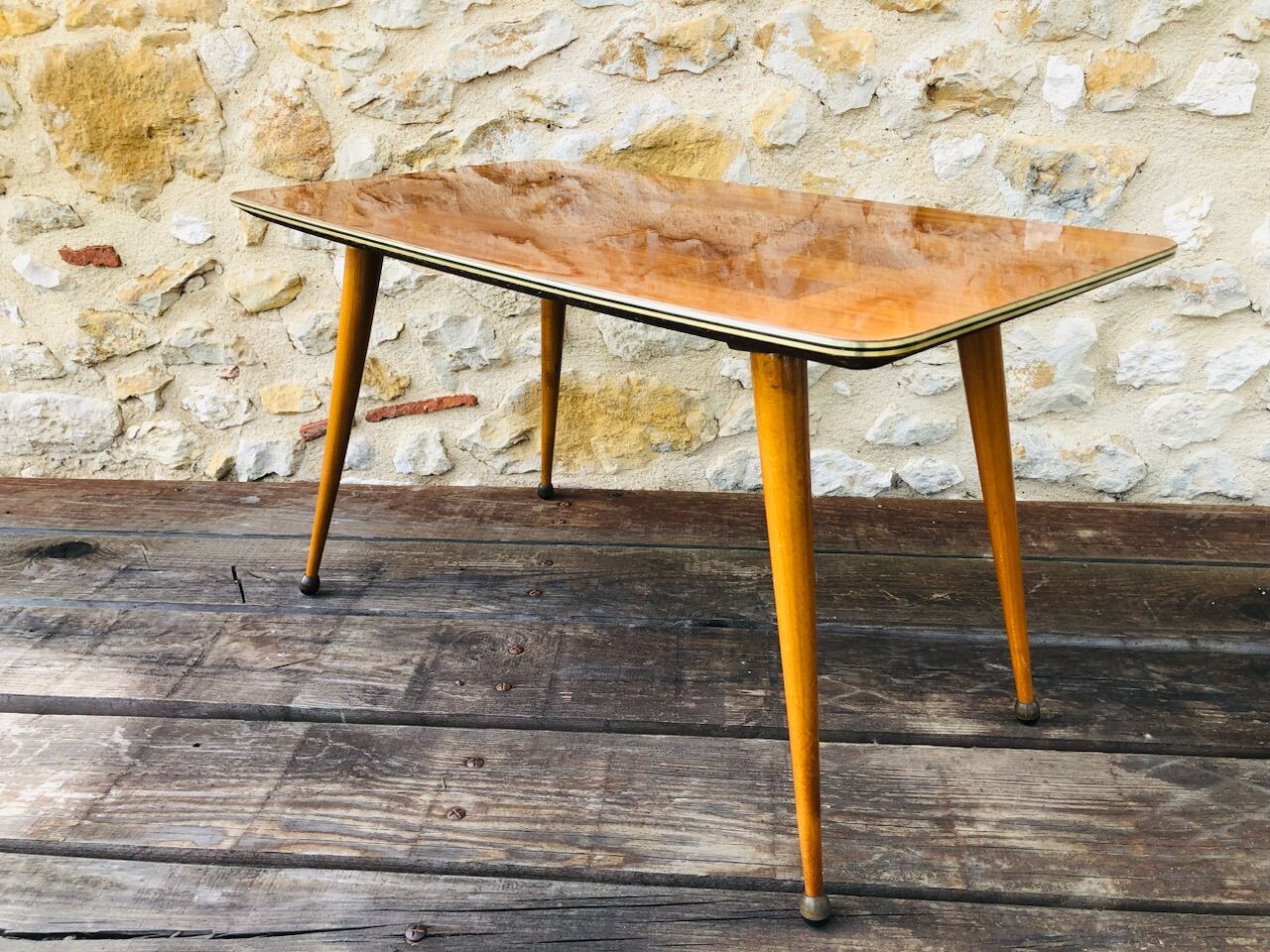 Vintage blond wood coffee table, Circa 60
