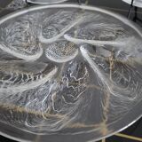 6 oyster plates and its 6 embossed glass forks, 1970s