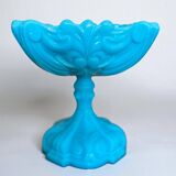 Turquoise blue opaline footed bowl from the 1930s/40s