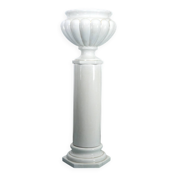 Tommaso Barbi Oversized White Ceramic Vase and Column, Italy 1970