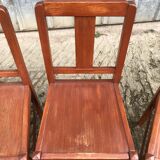 6 René Gabriel chairs from the reconstruction period in beech and plywood.