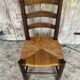 Set of 4 antique chairs georges robert brutalist wood + straw seat