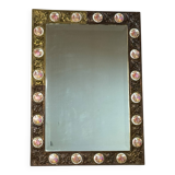 Miroir en Bronze et Porcelaine de Paris années 50