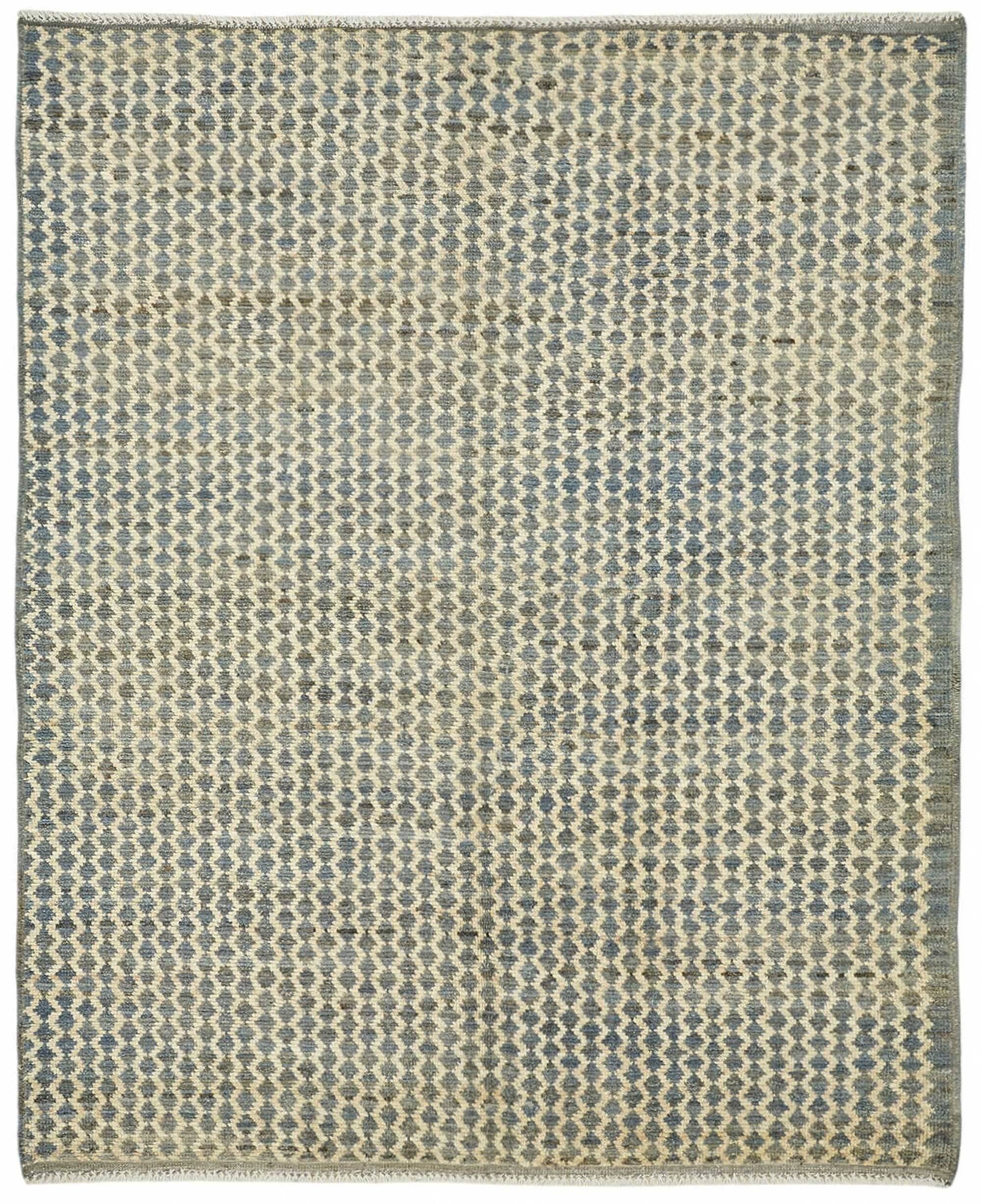 Handmade Turkish One of a Kind 154 cm x 195 cm Blue Wool Carpet