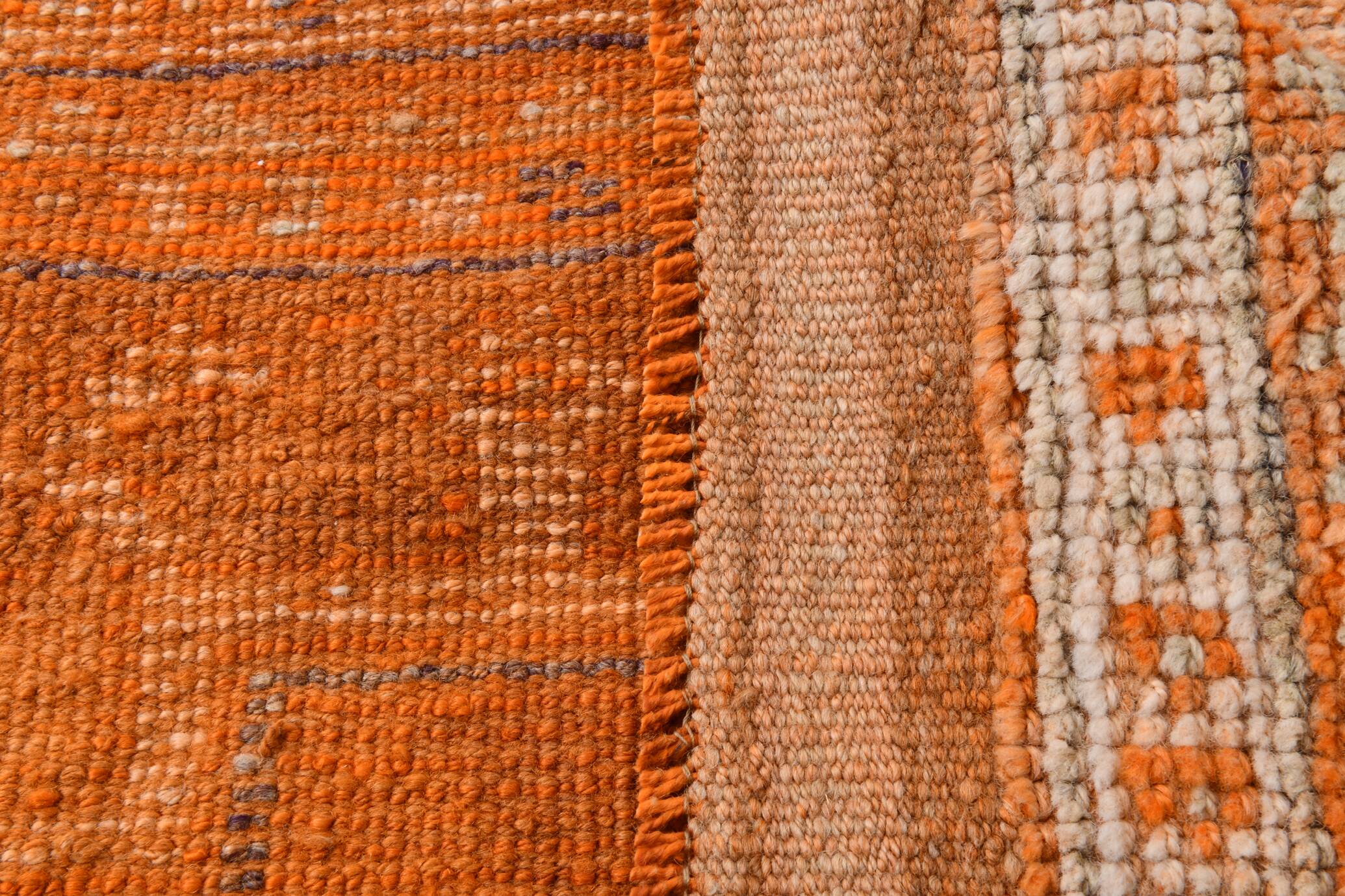 2x13 Soft Orange & Fuchsia Pattern Rug, Vintage Ousahk Runner Rug,90x381 Cm