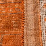 2x13 Soft Orange & Fuchsia Pattern Rug, Vintage Ousahk Runner Rug,90x381 Cm