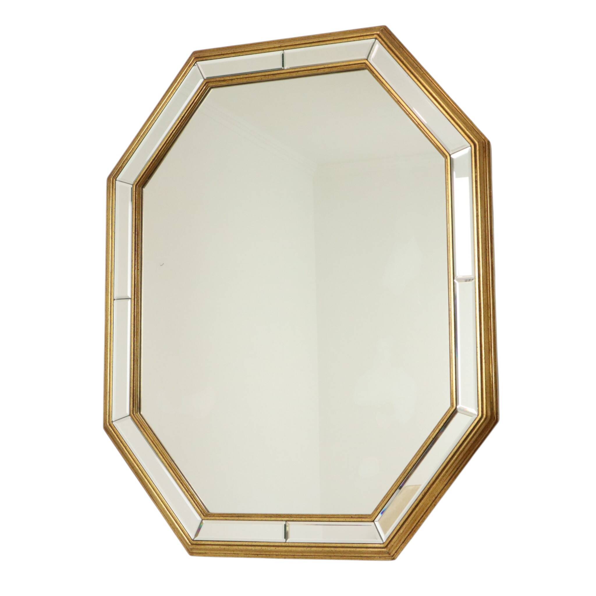Grand miroir octogonal Deknudt, style Hollywood Regency