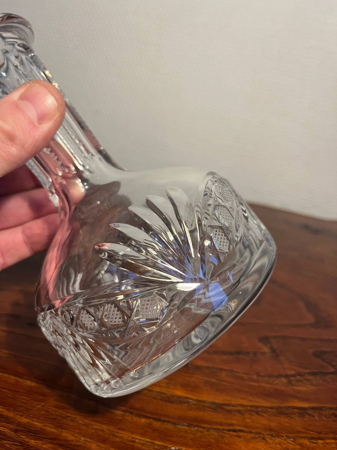 Baccarat-style cut crystal glass carafe