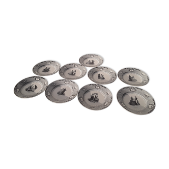 9 creil and Montereau dance themed plates