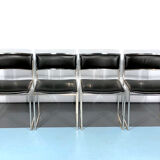 Romeo Rega, set of four chrome and leather dining chairs from 60s