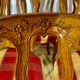 12 chairs in oak, carved wood with fleurette decorations, fabric seat